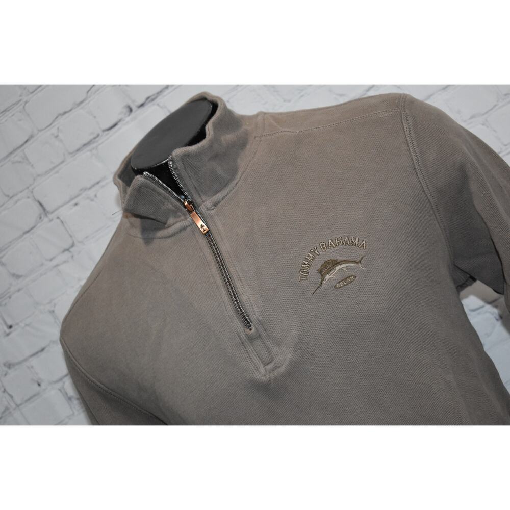 Tommy Bahama Sweater Mens Size Large Pullover 1/4 Zip Relax Hawaiian Brown